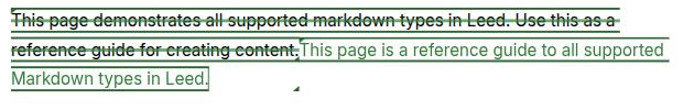 The page canvas in Suggesting mode with an insertion and a deletion visible in the same paragraph, both in the suggesting author's color