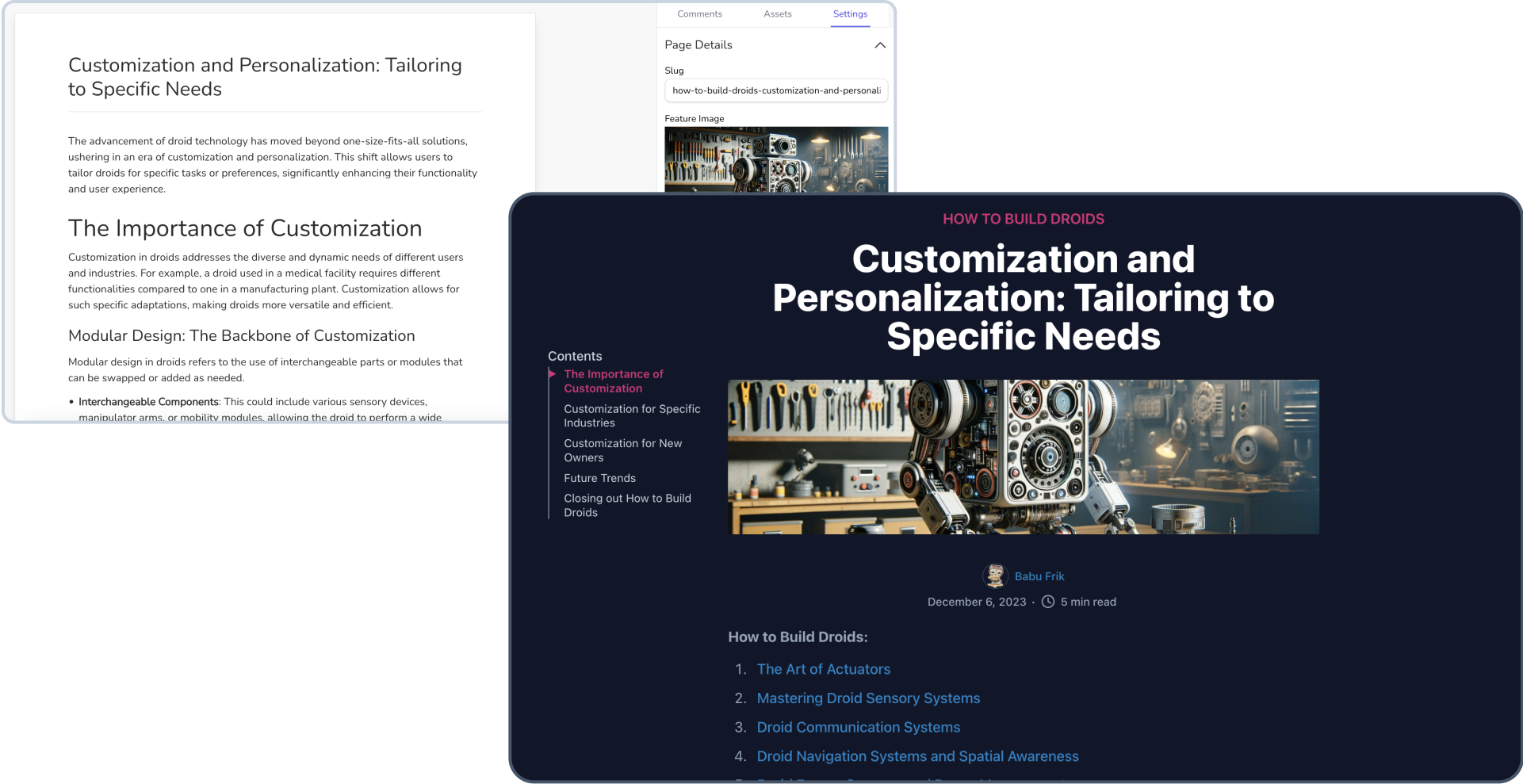 A website page with a green background, featuring a book titled 'Customization and Personalization: Tailoring to Specific Needs.' The book is displayed in a prominent position on the page, with a clock in the background.