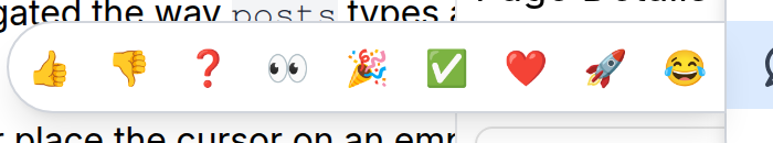 The emoji palette open, showing all nine emoji in order