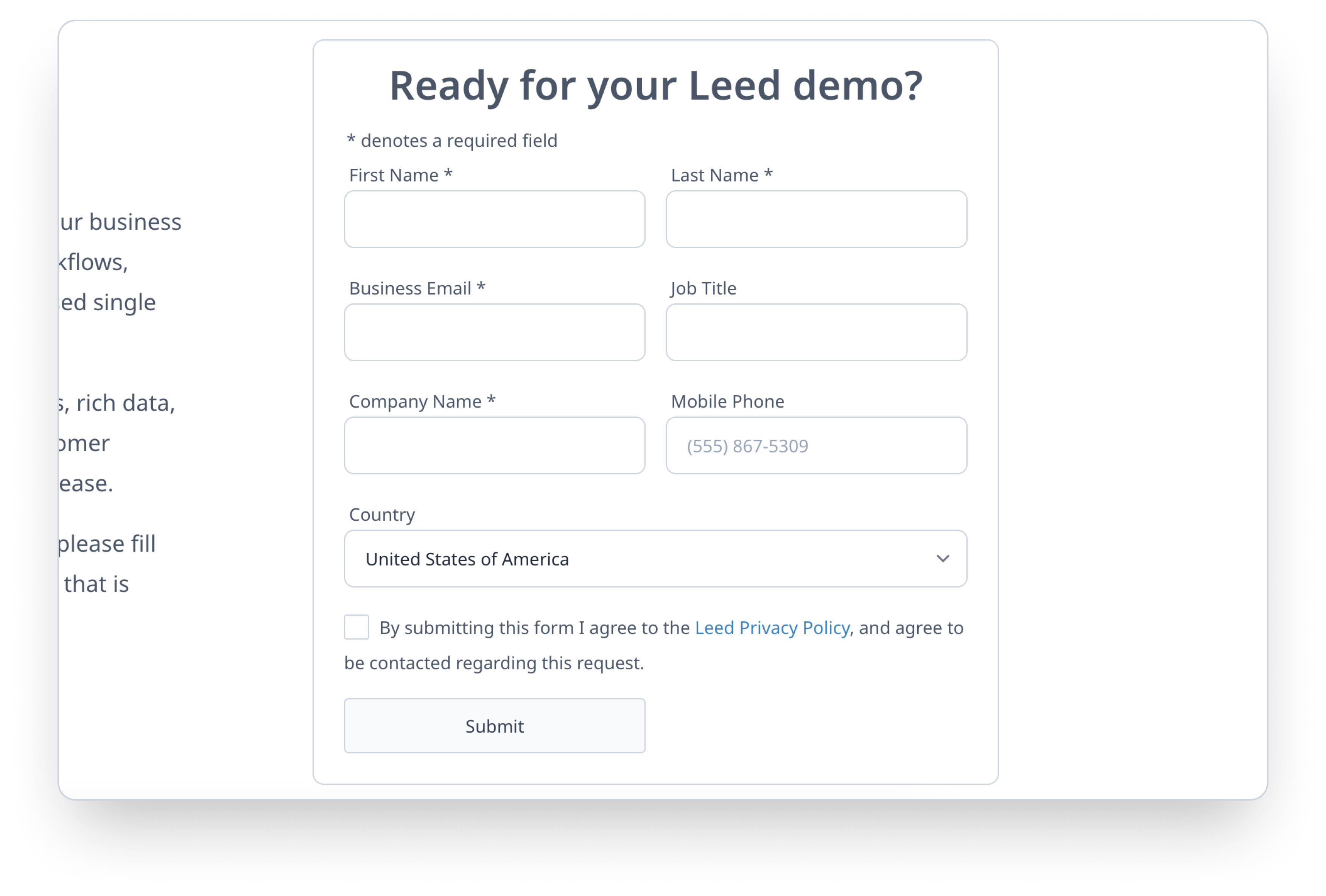 A form is displayed on a computer screen, asking for information such as name, phone number, and country of origin. The form is ready for the user to fill out and submit.