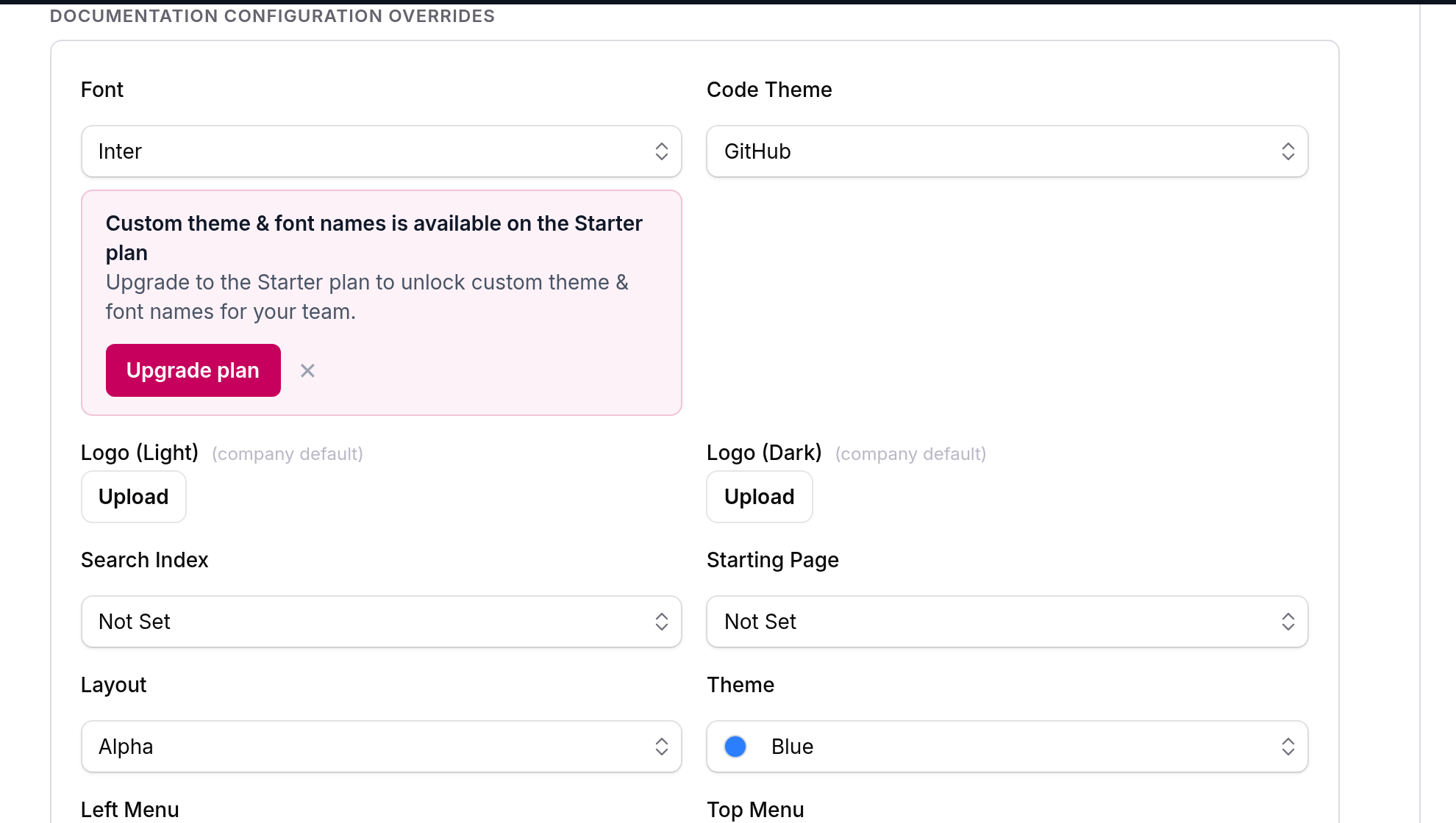 The custom-name affordance on a Free workspace, showing the upgrade prompt naming the required plan in place of the free-text field