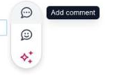 The hover pill at the right edge of a block, showing the comment control, the emoji control and the AI control, with the Add comment tooltip visible